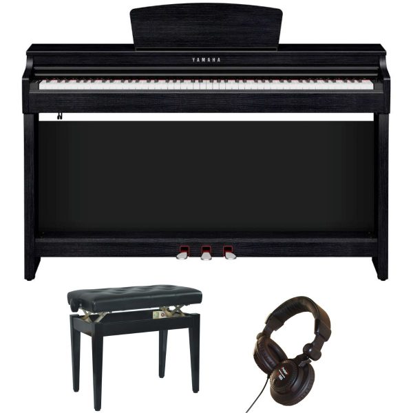 Yamaha CLP725 Piano Deluxe Bundle with Adjustable stool and Headphones | Black
