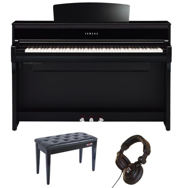 Yamaha CLP775 Piano Bundle with  Stool and Headphones | Polished Ebony