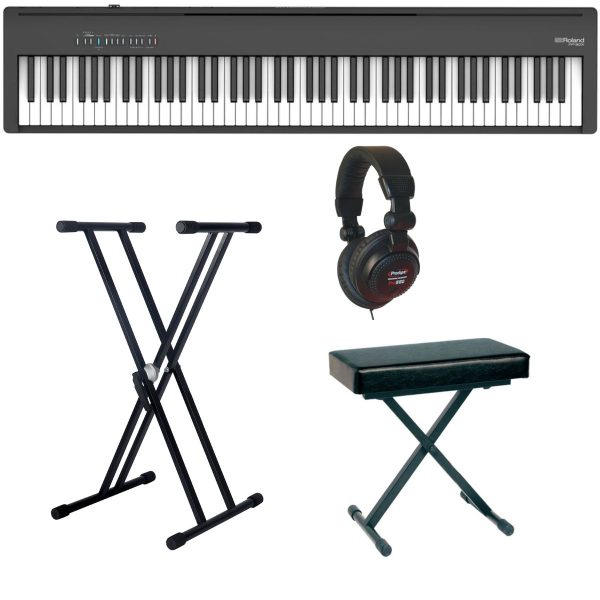 Roland FP30X-BK-3 Piano Bundle with X style Stand, Bench and Headphones | Black