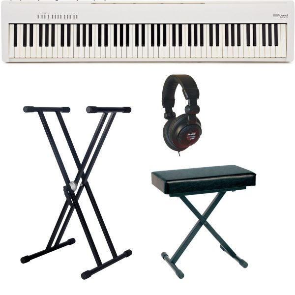 Roland FP30X-3 Piano Bundle | STD| X Stand | Bench | Headphones | White