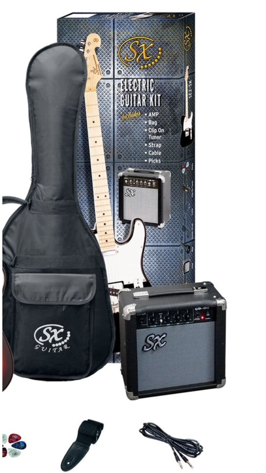SX SE2 Electric Guitar Pack with 10-Watt Amp | Black | Waltons Music SX SE2 Electric Guitar Pack with 10-Watt Amp | Black