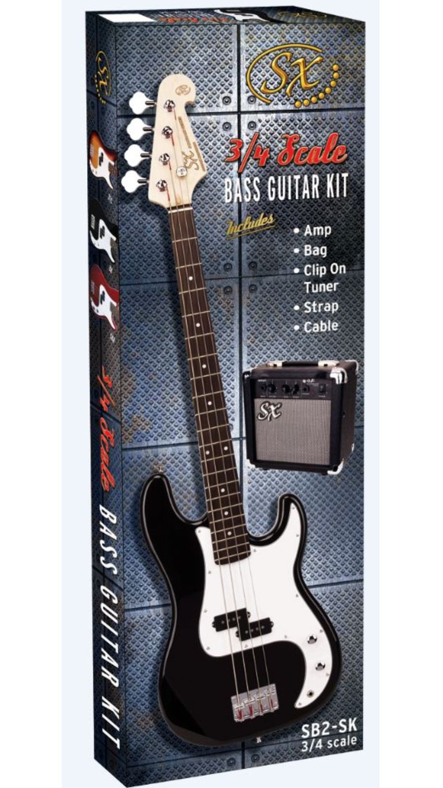 SX SB2 3/4 Size Precision Style Bass Pack and 15-Watt Amp | Black | Waltons Music SX SB2 3/4 Size Precision Style Bass Pack and 15-Watt Amp | Black - Image 5