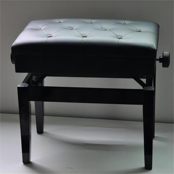 Apextone | 5103BK Piano Stool | Adjust | Storage Compartment  |Deluxe Padded Seat |Black - Image 2