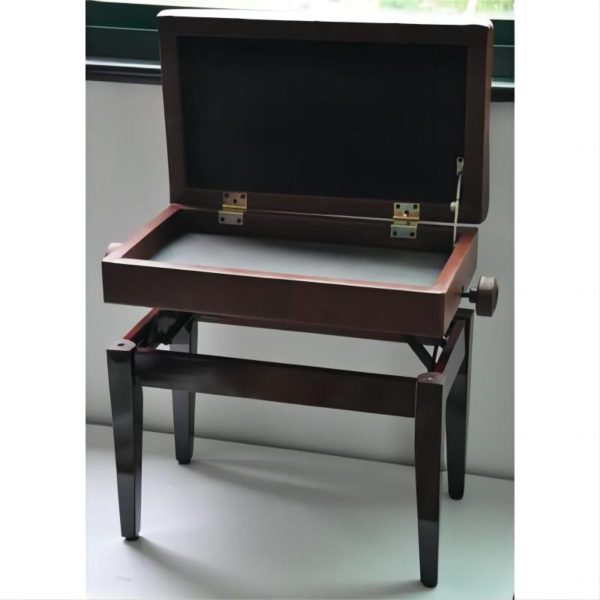 Apextone |  AP5103BR Height Adjustable Piano Stool | Music Book Compartment | Brown - Image 2