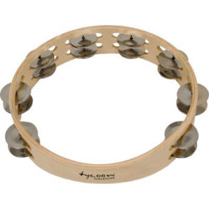 Tycoon Double Row Wooden Tambourine | Bright Steel