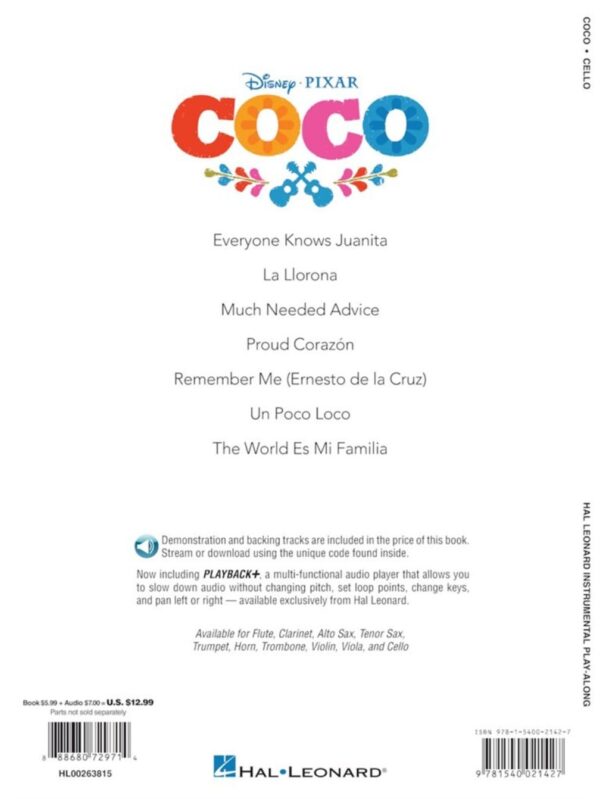 Coco | Instrumental Play Along | 7 Songs from the Film | Cello