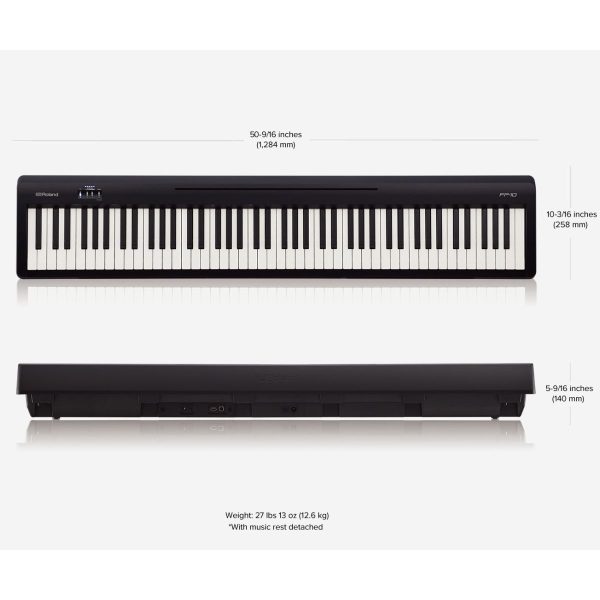 Roland FP10-BK-1 Piano Bundle with X style double braced Stand | Black - Image 7