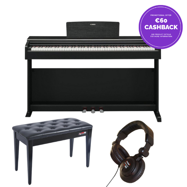 Yamaha YDP145 standard Bundle | with Piano Stool and Headphones | Black | Cashback Offer | Waltons Music Yamaha YDP145 standard Bundle | with Piano Stool and Headphones | Black | Cashback Offer