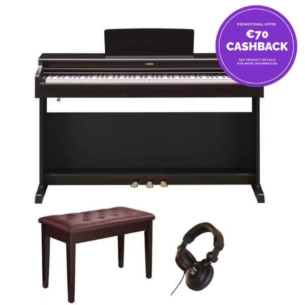 Yamaha YDP165 Standard Bundle | with Piano Stool and Headphones | Rosewood | Cashback Offer | Waltons Music Yamaha YDP165 Standard Bundle | with Piano Stool and Headphones | Rosewood | Cashback Offer