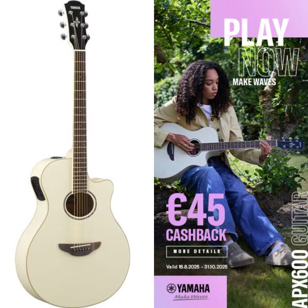 Yamaha APX600 | Electro-Acoustic Guitar | Vintage White | see CASHBACK offer