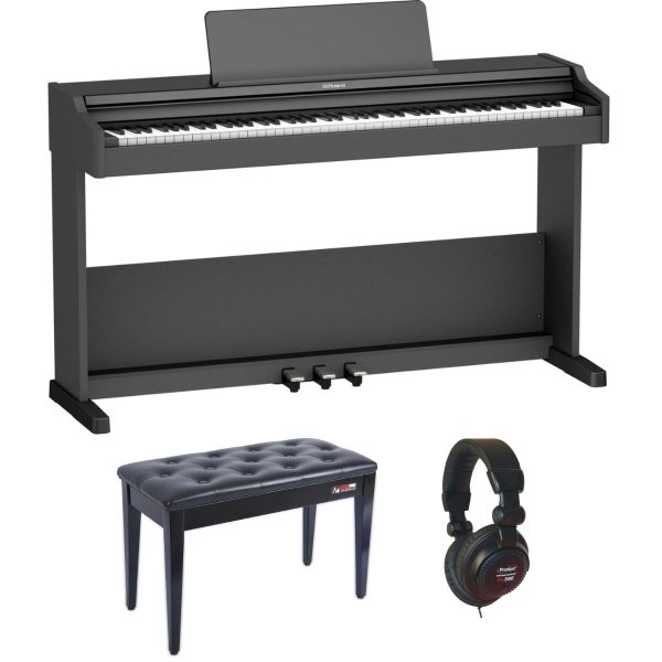Roland RP107 Digital Piano bundle with Stool and Headphones | Black