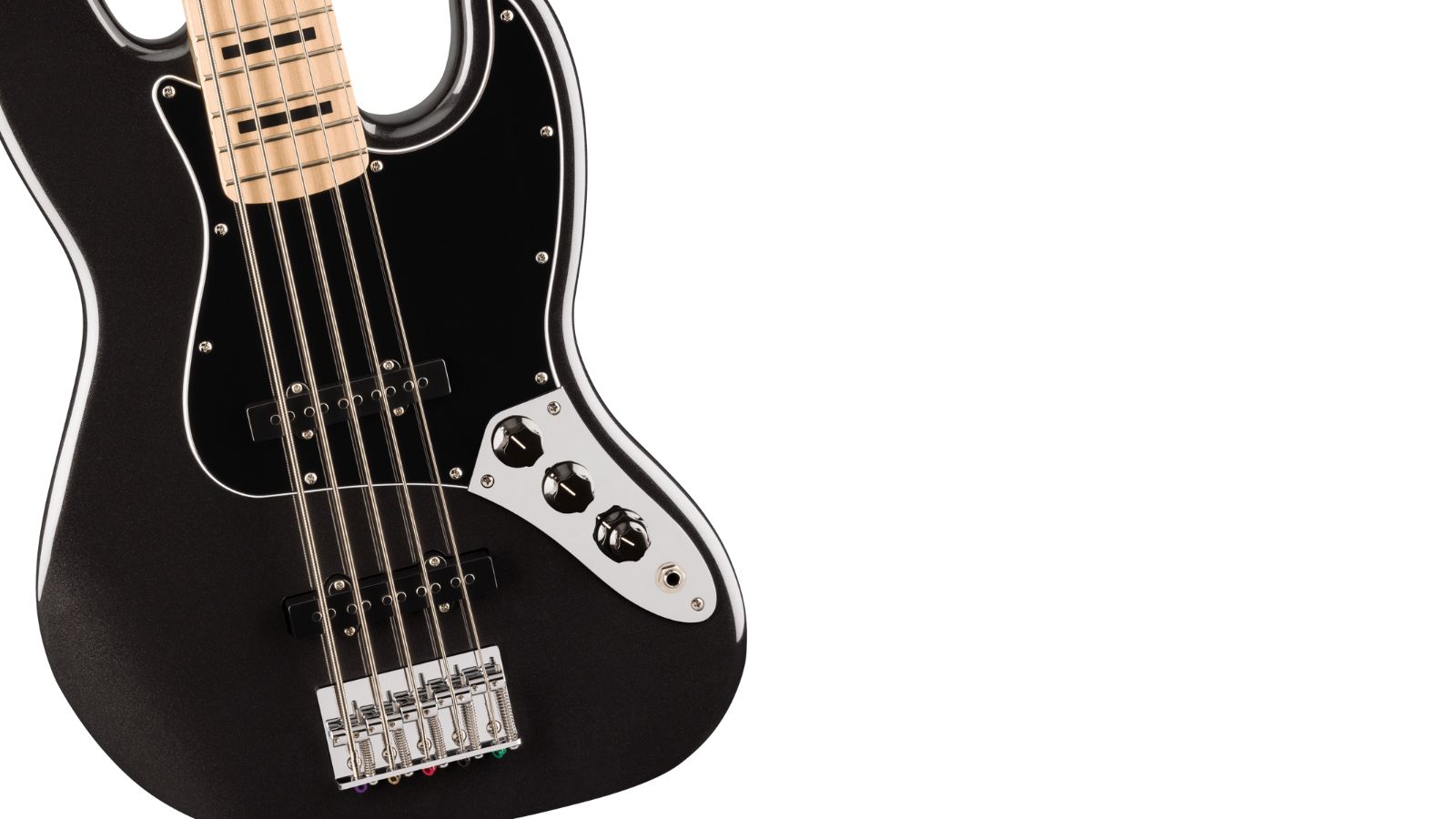Affinity Series® Active Jazz Bass® V, Maple Fingerboard, Black Pickguard, Black Metallic | Waltons Music Product