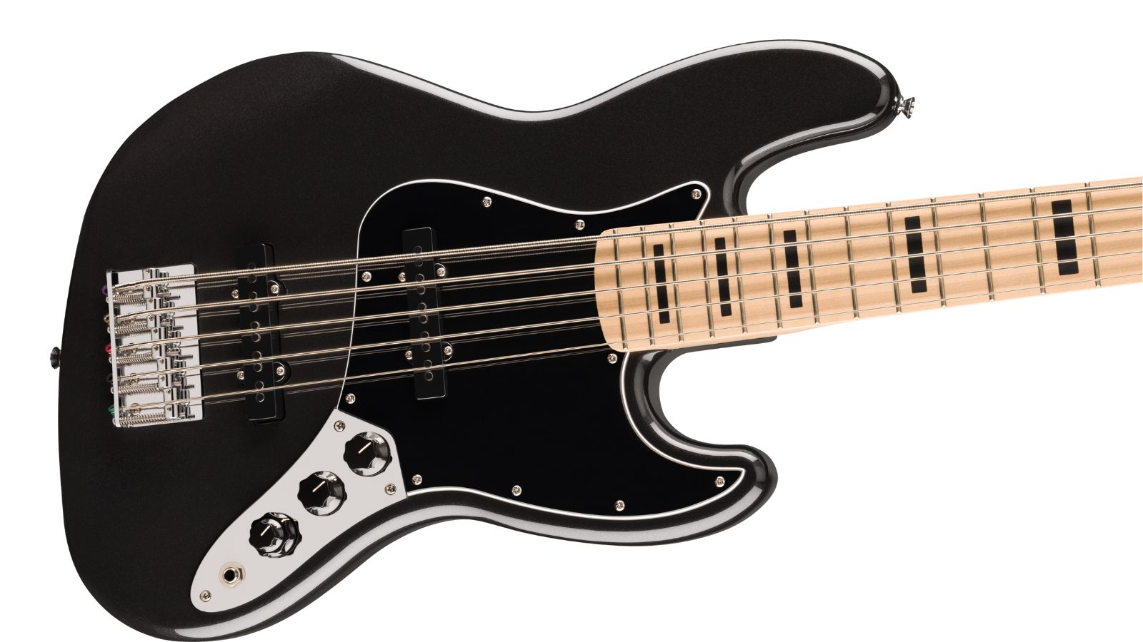 Affinity Series® Active Jazz Bass® V, Maple Fingerboard, Black Pickguard, Black Metallic | Waltons Music Product