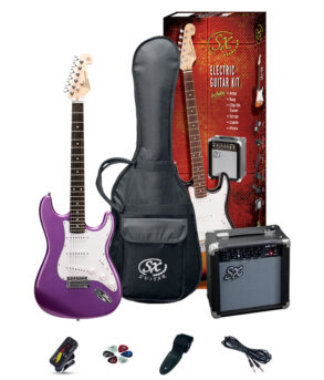 SX SE1 Strat Style Guitar Pack | Purple