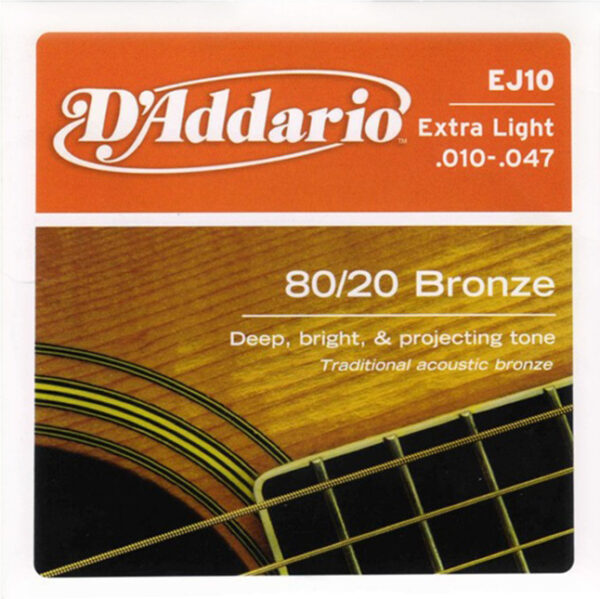 D'Addario Bronze Acoustic Guitar String set  | Extra Light | Gauge 10-47