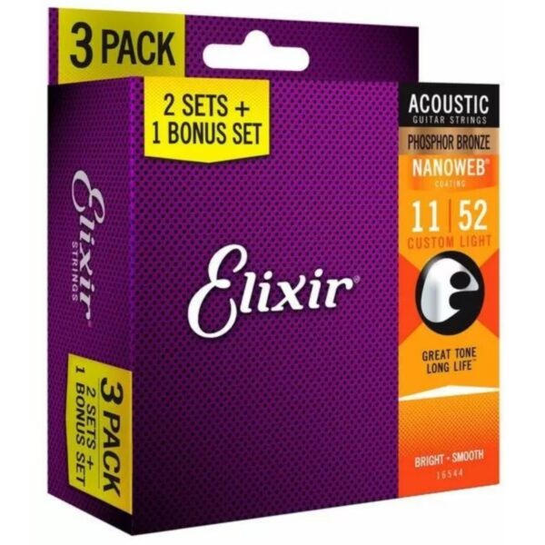 Elixir E16544 | Electric Guitar Nanoweb 011-052 | Three Set Value Pack