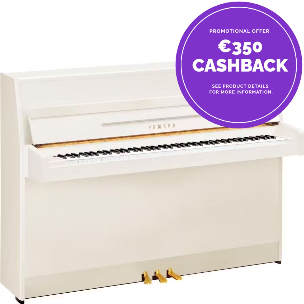 Yamaha B1 | Upright Piano | Polished White | see €350 Cashback Offer | Waltons Music Yamaha B1 | Upright Piano | Polished White | see €350 Cashback Offer