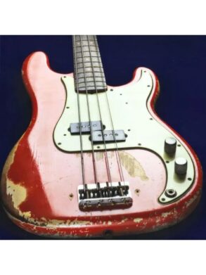 Bass Guitar Greeting Card - Worn Red | 6 Pack