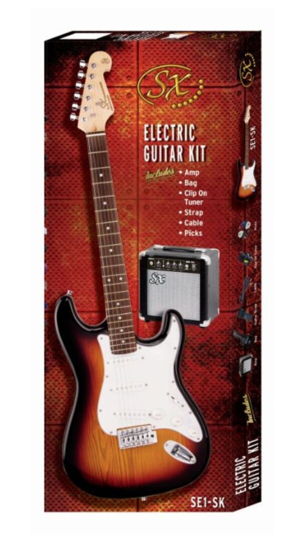 SX SE1 Strat Style Guitar Pack | Purple