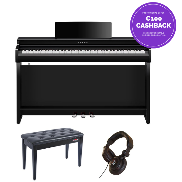 Yamaha CLP825 Piano Bundle with Stool and Headphones | Black | Cashback Offer | Waltons Music Yamaha CLP825 Piano Bundle with Stool and Headphones | Black | Cashback Offer