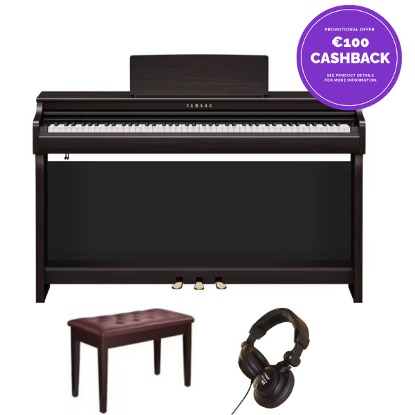 Yamaha CLP825 Piano Bundle with Stool |Headphones | Rosewood | Cashback Offer | Waltons Music Yamaha CLP825 Piano Bundle with Stool |Headphones | Rosewood | Cashback Offer