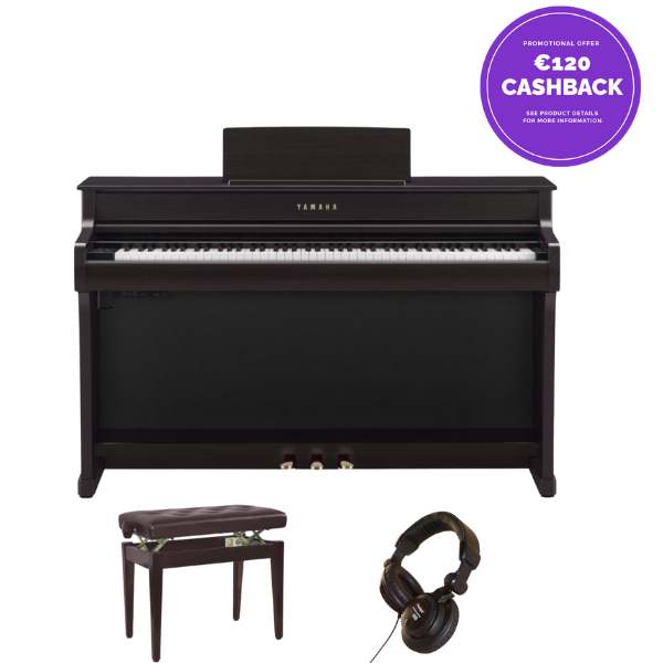 Yamaha CLP835 Deluxe Piano Bundle | Adjustable stool and Headphones | Rosewood | Cashback Offer | Waltons Music Yamaha CLP835 Deluxe Piano Bundle | Adjustable stool and Headphones | Rosewood | Cashback Offer