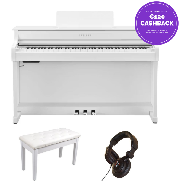 Yamaha CLP835 Piano Bundle with Stool and Headphones | White | Cashback Offer | Waltons Music Yamaha CLP835 Piano Bundle with Stool and Headphones | White | Cashback Offer
