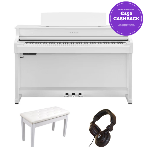 Yamaha CLP845 Piano Bundle with Stool and Headphones | White | Cashback Offer | Waltons Music Yamaha CLP845 Piano Bundle with Stool and Headphones | White | Cashback Offer