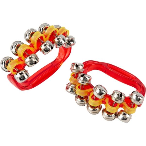 Hands-on | Pair of colourful hand Sleigh Bells | Yellow | 10.2cm