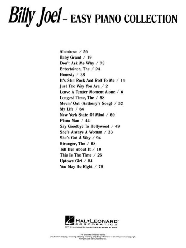 Billy Joel | Easy Piano Collection | Easy Piano - Image 2