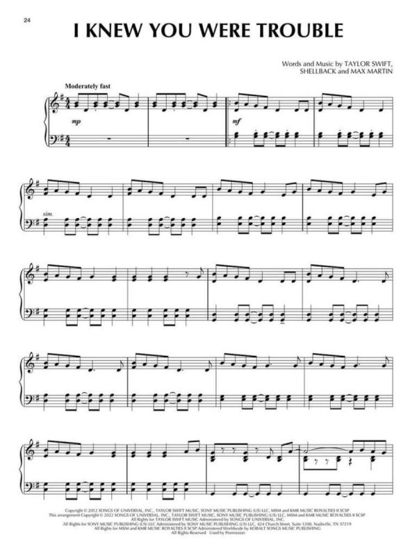 Taylor Swift | For Piano Solo - 3rd Edition | Piano Solo - Image 3