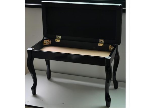 Apextone | 5120 Deluxe style Piano stool with curved Legs and Pin Cushion top | Black - Image 2