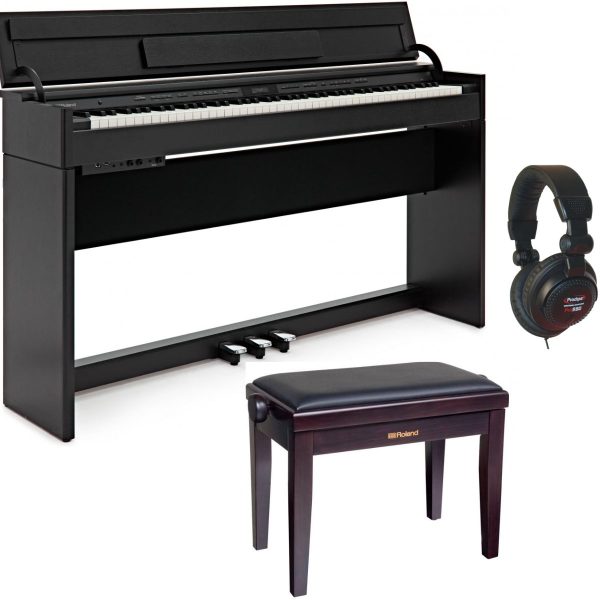 Roland DP-603 | Slimline digital Piano Bundle with Stool and Headphones | Contemporary Black