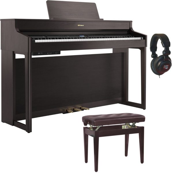 Roland HP702 Digital Piano Bundle, Stool, Headphones | Dark Rosewood