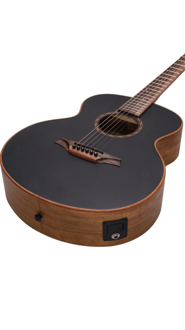 Bromo BAT8ME-BK |  Mini Jumbo Electro-Acoustic | Solid Mahogany Top | Black Top - Image 3