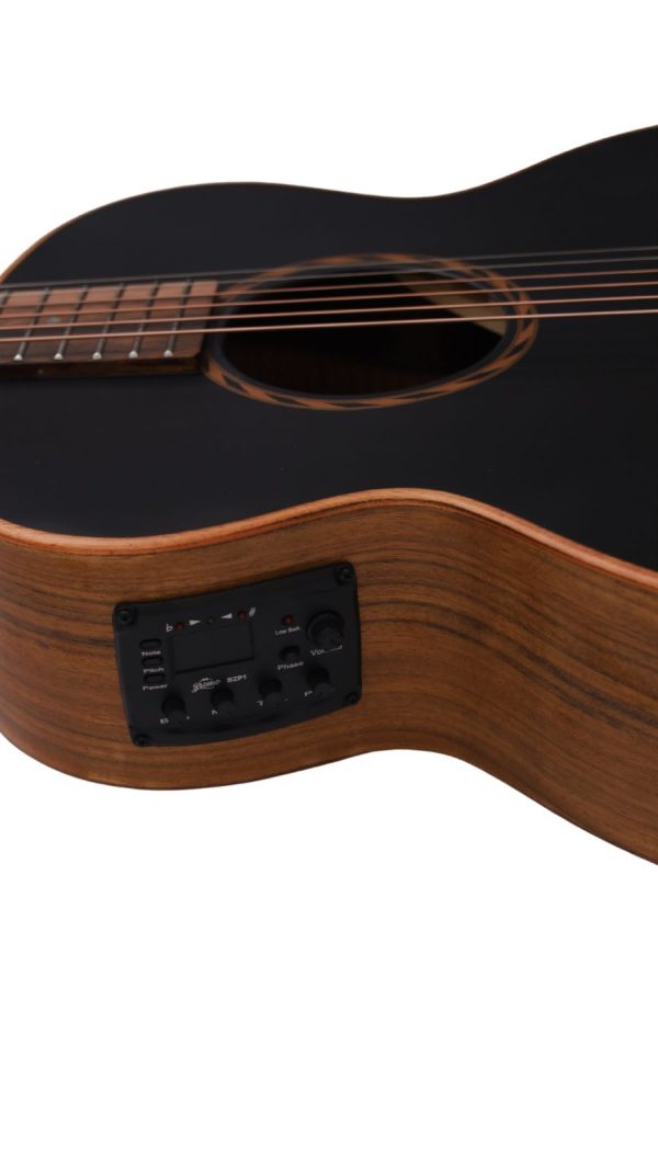 Bromo BAT8ME-BK |  Mini Jumbo Electro-Acoustic | Solid Mahogany Top | Black Top - Image 9