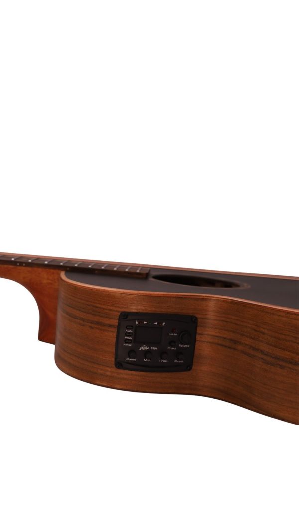 Bromo BAT8ME-BK |  Mini Jumbo Electro-Acoustic | Solid Mahogany Top | Black Top - Image 8
