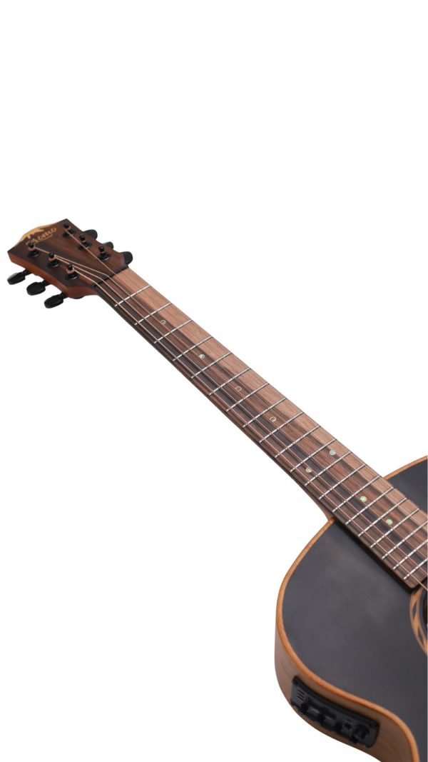 Bromo BAT8ME-BK |  Mini Jumbo Electro-Acoustic | Solid Mahogany Top | Black Top - Image 7