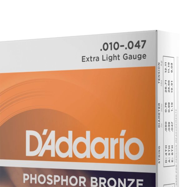 D'Addario EJ15 Phosphor Bronze Acoustic Guitar String Set | Extra Light 10-47 | 3 Set Value Pack