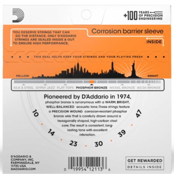 D'Addario EJ15 Phosphor Bronze Acoustic Guitar String Set | Extra Light 10-47