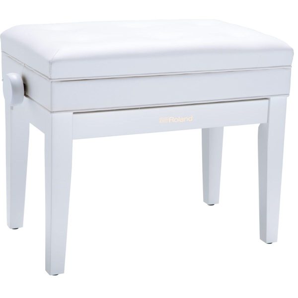 Roland RPB-400WH | Adjustable Piano Bench | Music Compartment | Pin Cushion Style Seat | Satin White