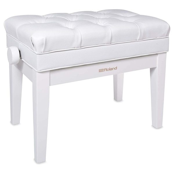 Roland RPB-500PW | Adjustable Piano Bench | Music Compartment | Pin Cushion Style Seat | Polished White