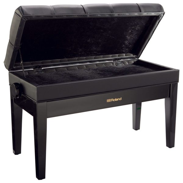 Roland RPB-500PE | Adjustable Piano Duet Bench | Music Compartment | Pin Cushion Style Seat | Polished Ebony - Image 2
