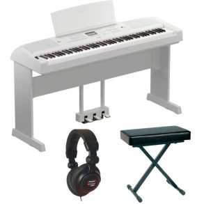 Yamaha DGX670 Standard | Yamaha Stand+ Pedal | Bench+Headphones | White