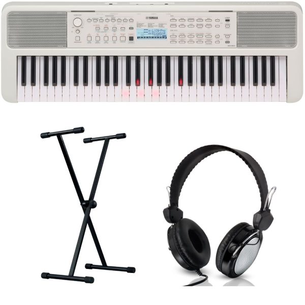 Yamaha EZ310-1 Bundle with X style Stand and Headphones | White