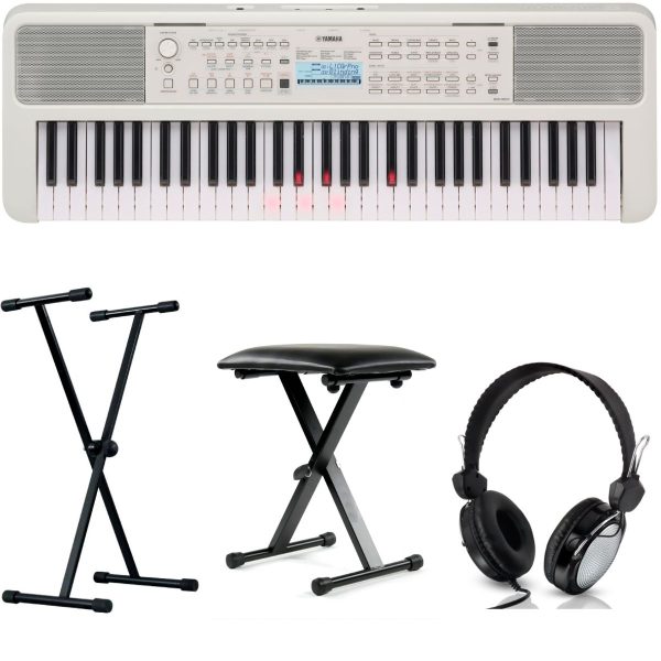 Yamaha EZ310-2 Bundle with X style Stand,  Bench and Headphones | White