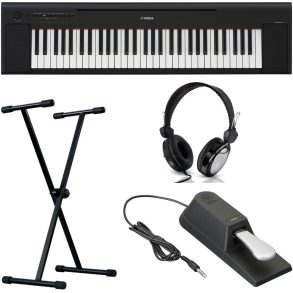Yamaha NP-15 Bundle with X Style Stand and Pedal | Headphones | Black