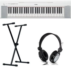 Yamaha NP-15 Economy keyboard Bundle with X style Stand and Headphone |White