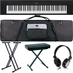 Yamaha NP-35 DLX Keyboard Bundle with Stand, Bench, GigBag, Headphones |Black