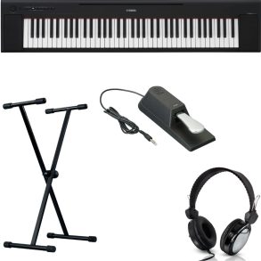 Yamaha NP-35 Bundle with Yamaha Sustain pedal, X Stand, Headphones |Black